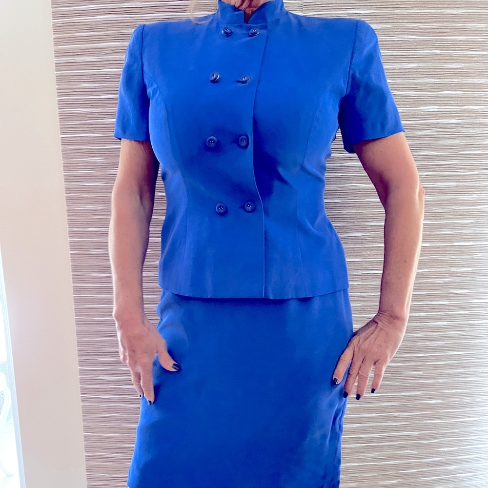 Shomi deep blue silk suit